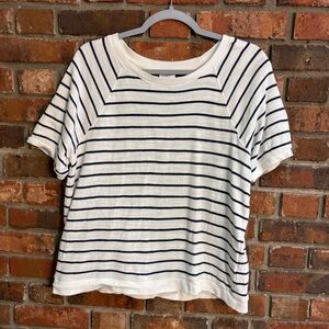 J. Crew womens striped short sleeve terry cloth boat neck top blue/white medium